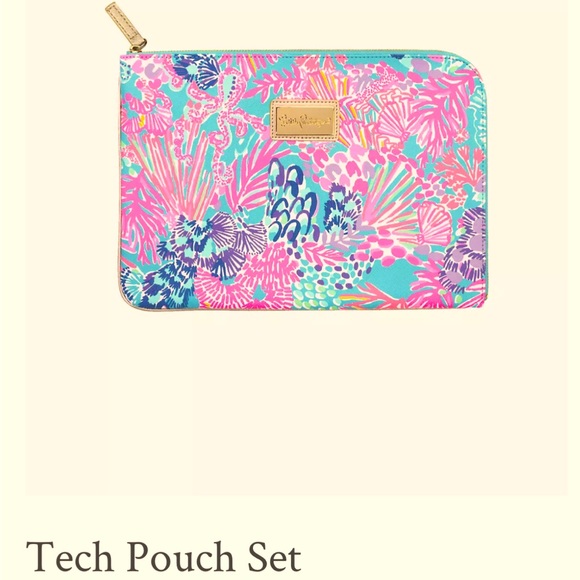 Lilly Pulitzer Tech Pouch Set iPad Tablet Laptop Case and Cord Charger Pouch NWT - Picture 2 of 8